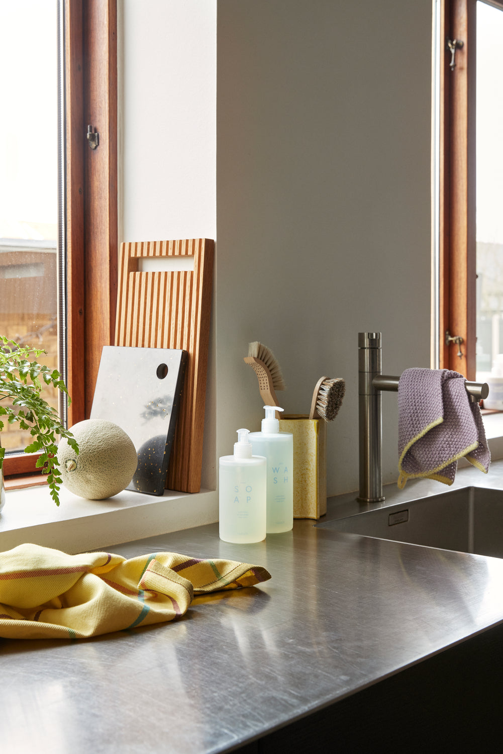 Geschirrtuch Herb, lila/gelb