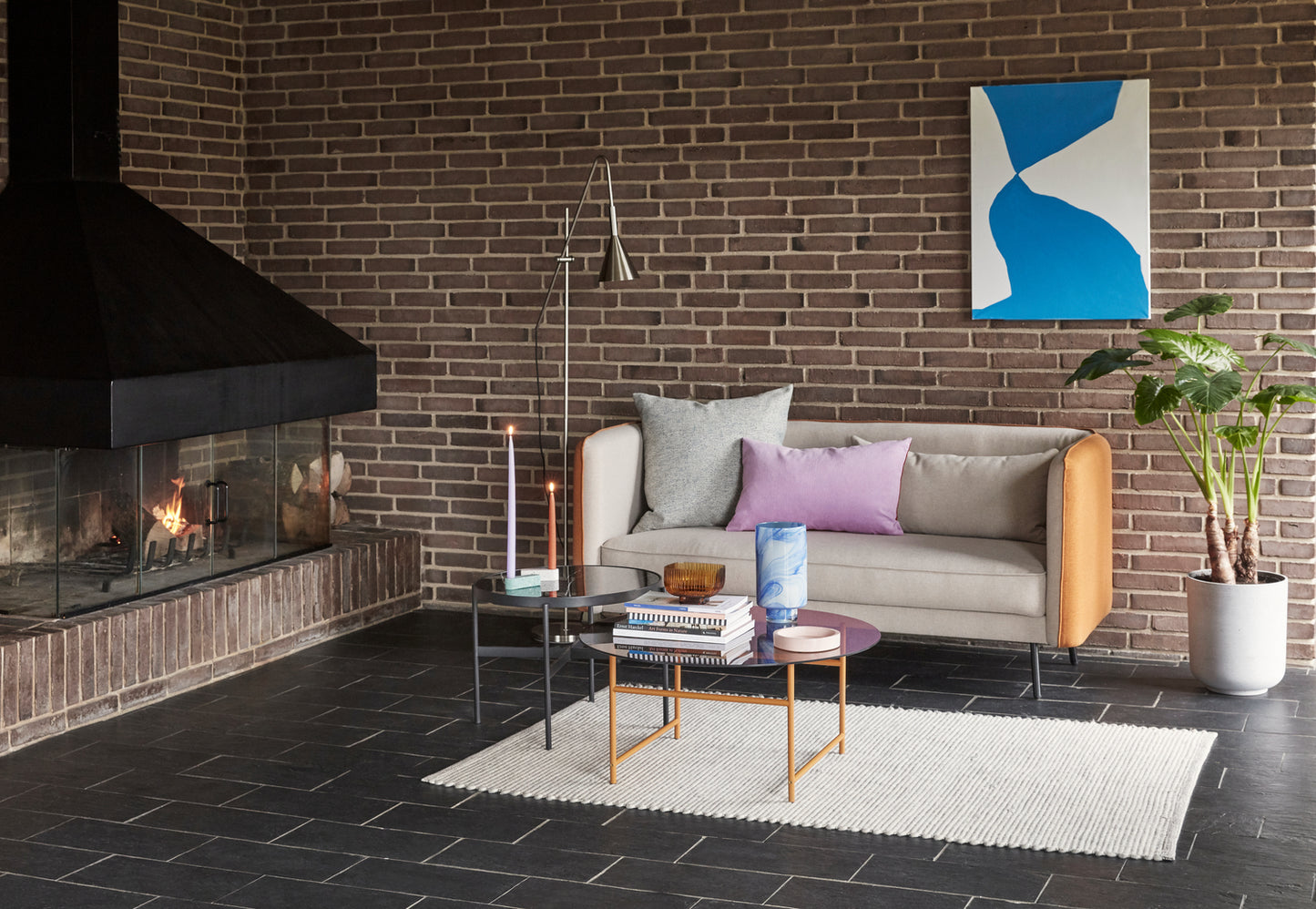 Poppy Teppich, Grau/Weiß