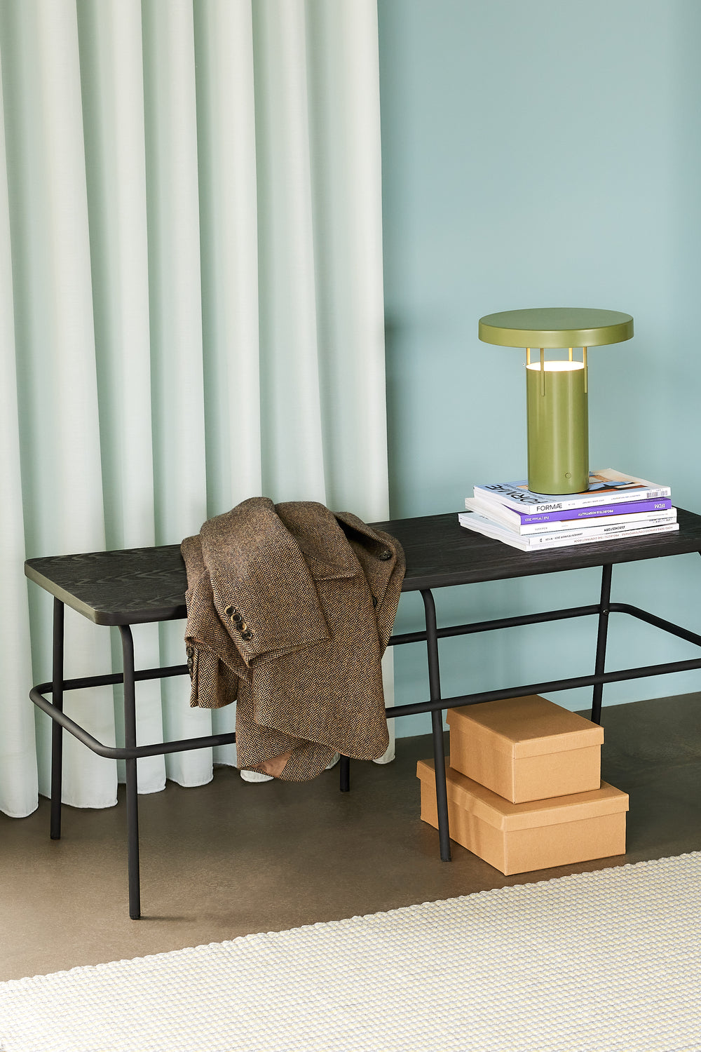 Sitzbank Ash, Holz/Metall schwarz