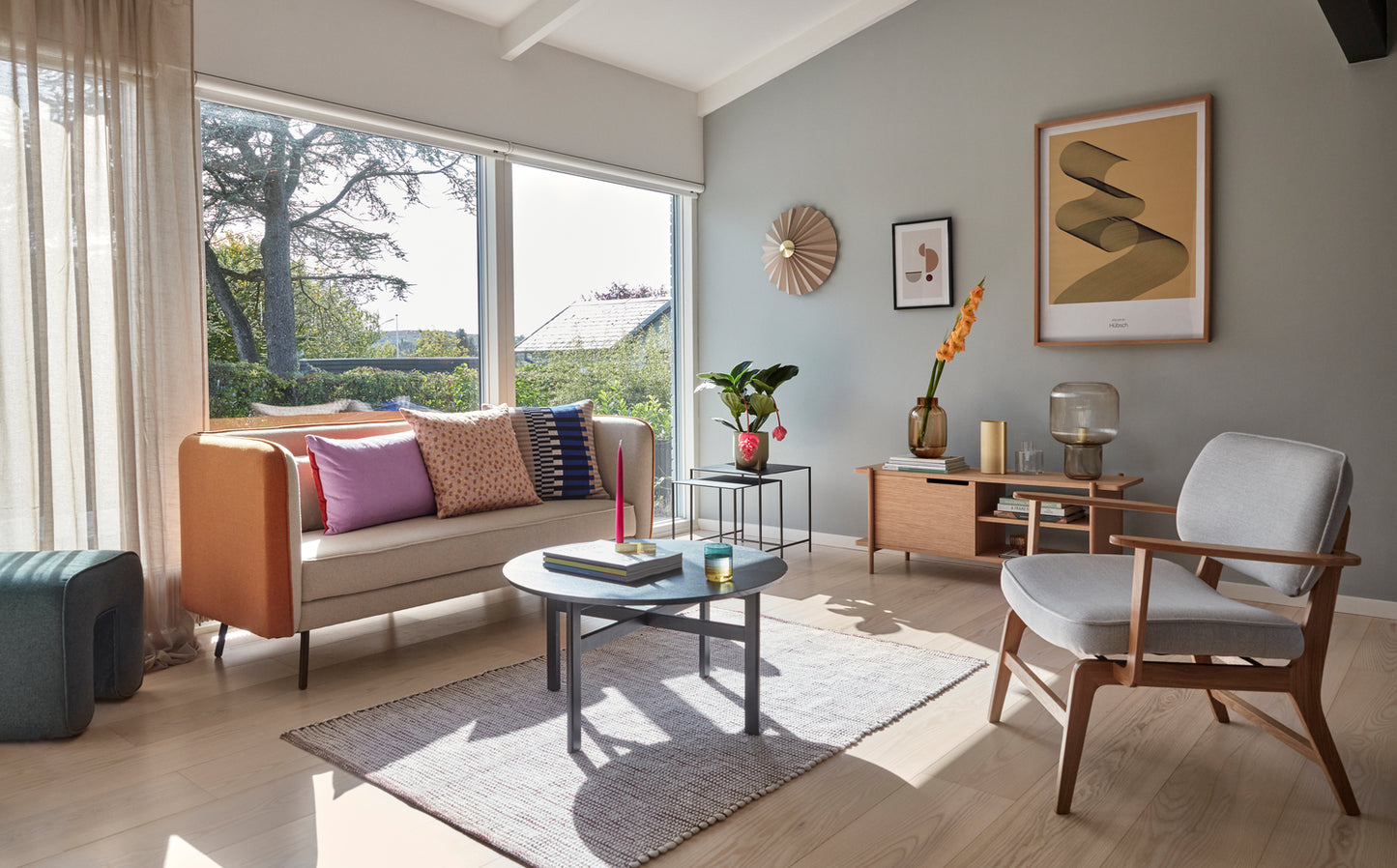 Poppy Teppich, Grau/Weiß