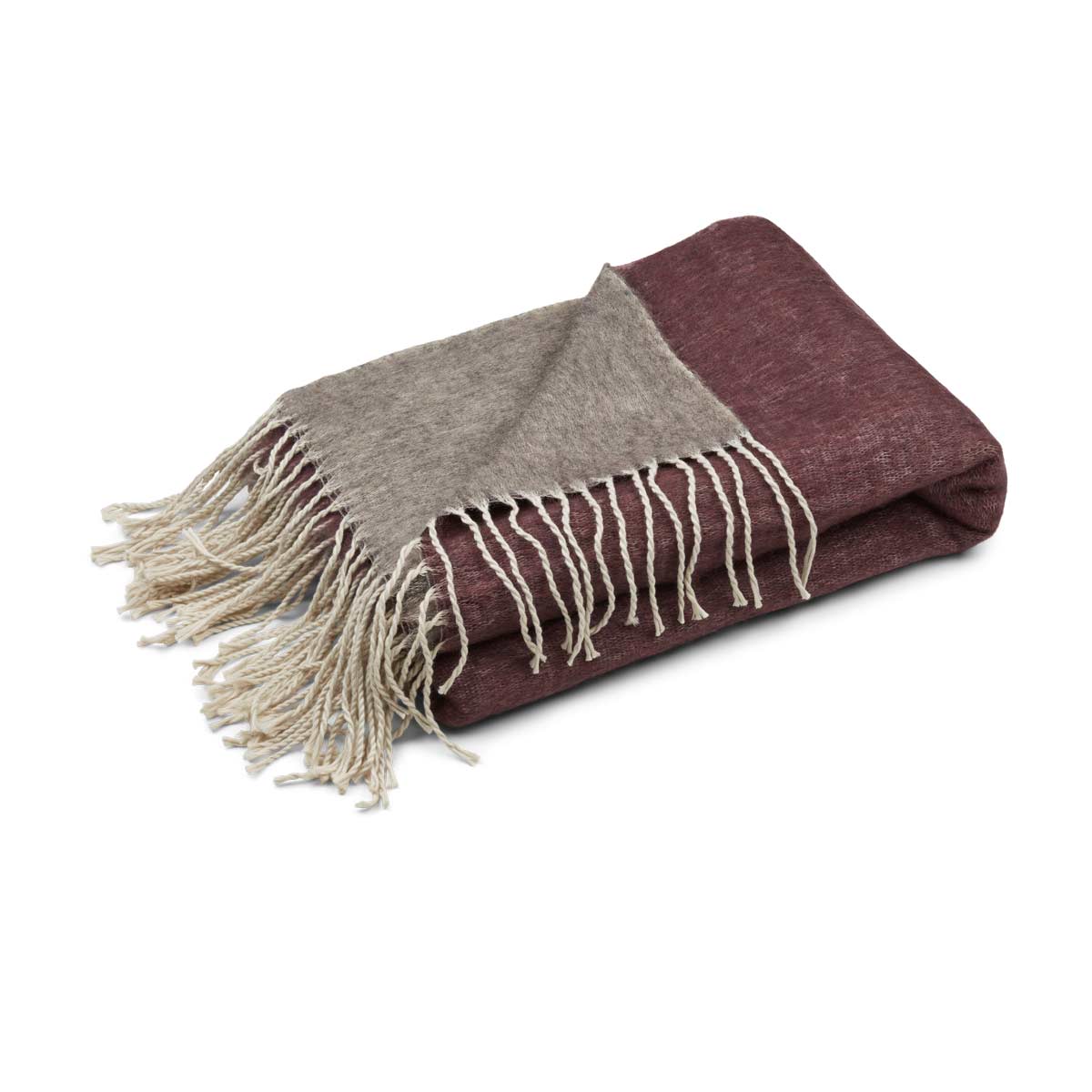 Wolldecke, Mohair, grau, braun