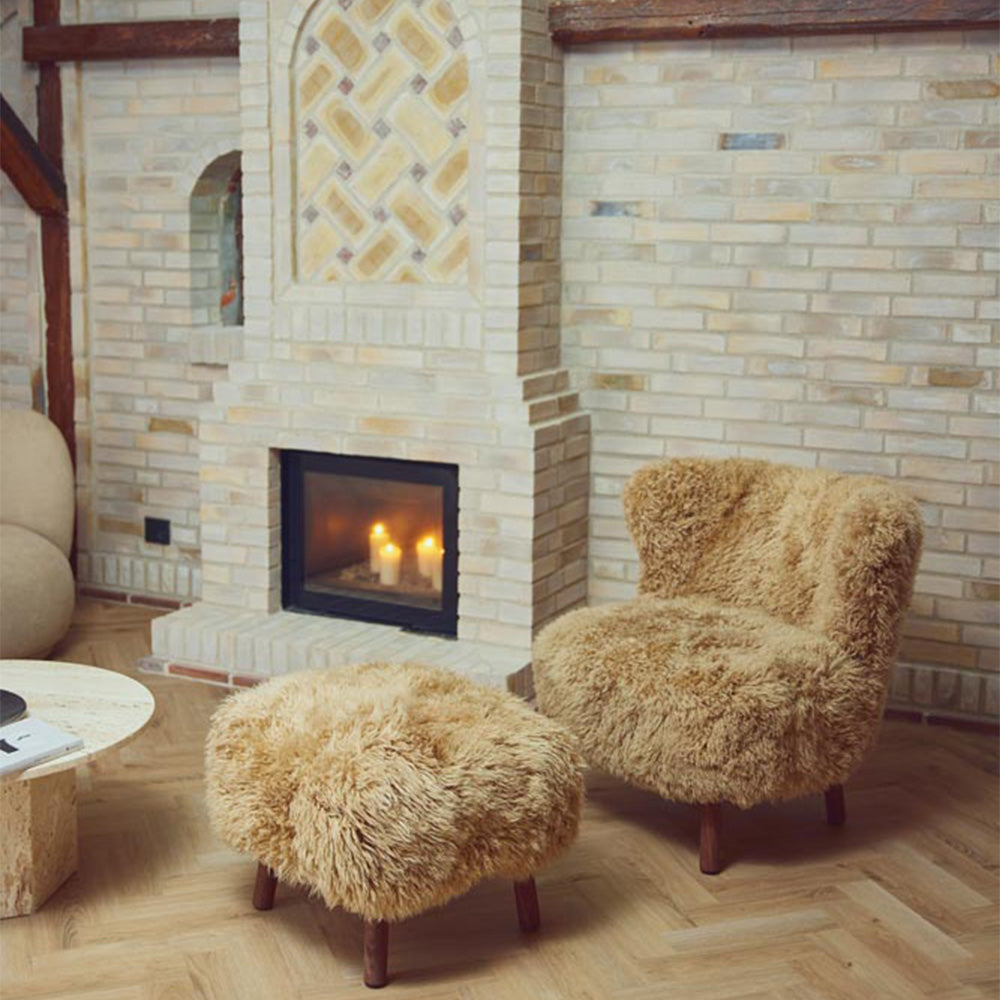 Emil Lounge Chair honigfarben, Long Wool