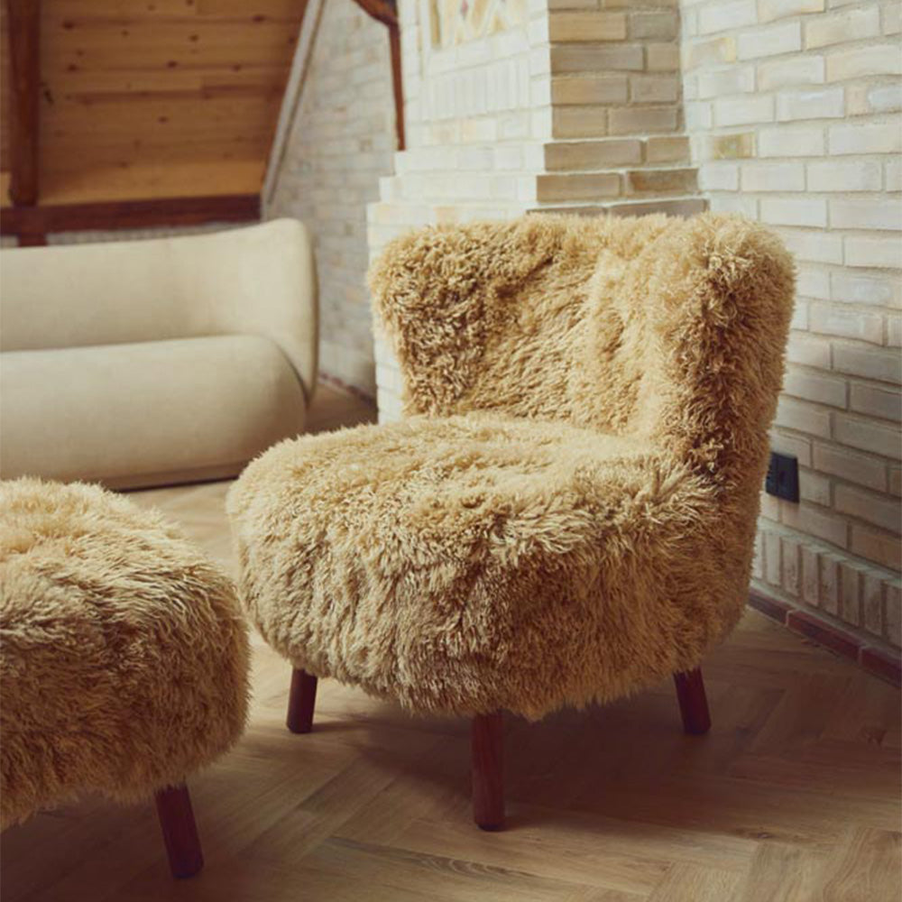Emil Lounge Chair honigfarben, Long Wool